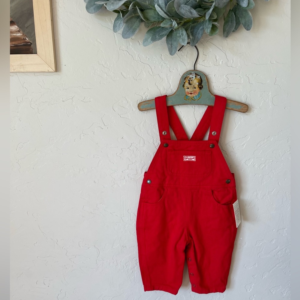 Vintage Baby Guess red overalls new with tag - Picture 1 of 2